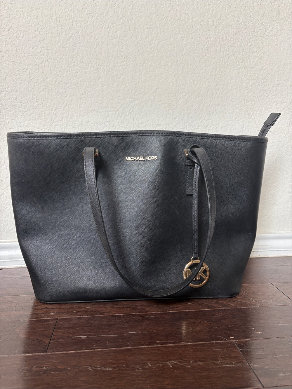 Michael Kors Black Tote with Gold MK Charm